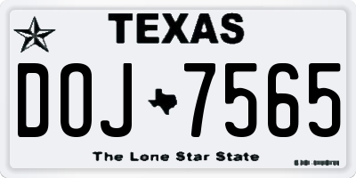 TX license plate DOJ7565