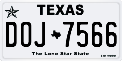 TX license plate DOJ7566