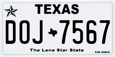 TX license plate DOJ7567