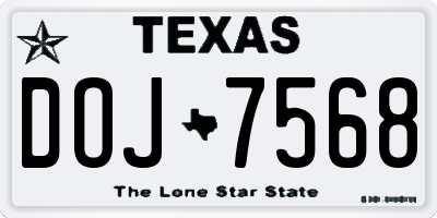TX license plate DOJ7568