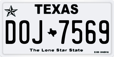 TX license plate DOJ7569