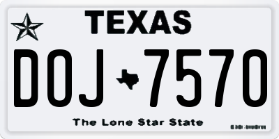 TX license plate DOJ7570