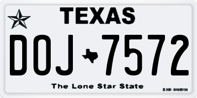 TX license plate DOJ7572