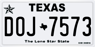 TX license plate DOJ7573