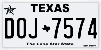 TX license plate DOJ7574