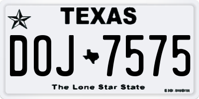 TX license plate DOJ7575