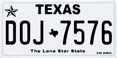 TX license plate DOJ7576