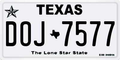 TX license plate DOJ7577