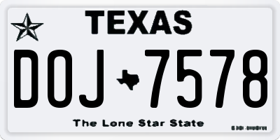 TX license plate DOJ7578