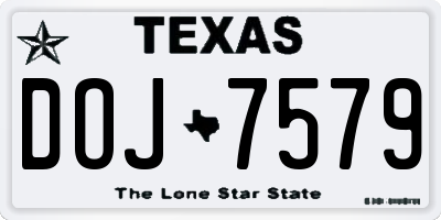 TX license plate DOJ7579