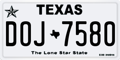 TX license plate DOJ7580