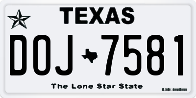 TX license plate DOJ7581