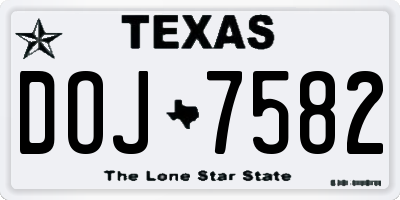 TX license plate DOJ7582