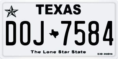 TX license plate DOJ7584