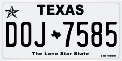 TX license plate DOJ7585