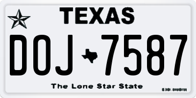 TX license plate DOJ7587