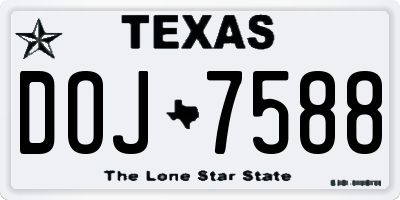 TX license plate DOJ7588