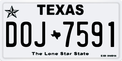 TX license plate DOJ7591
