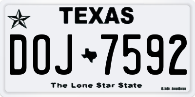 TX license plate DOJ7592