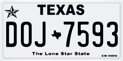 TX license plate DOJ7593