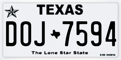TX license plate DOJ7594