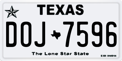 TX license plate DOJ7596