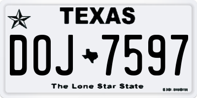 TX license plate DOJ7597