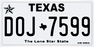 TX license plate DOJ7599
