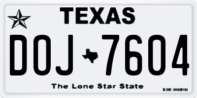 TX license plate DOJ7604