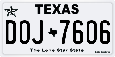TX license plate DOJ7606