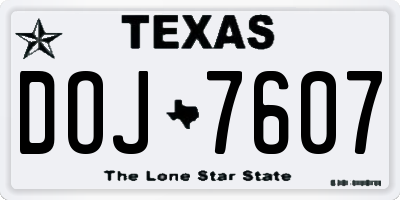 TX license plate DOJ7607