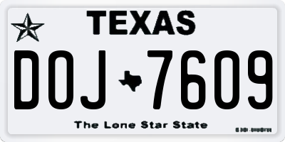 TX license plate DOJ7609