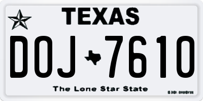 TX license plate DOJ7610
