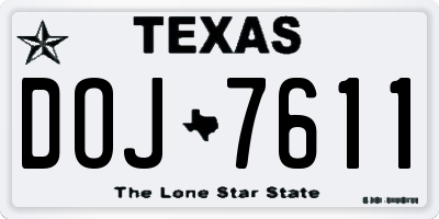 TX license plate DOJ7611