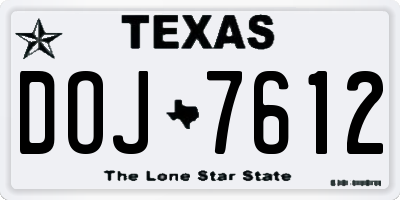 TX license plate DOJ7612