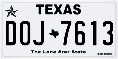 TX license plate DOJ7613