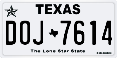 TX license plate DOJ7614