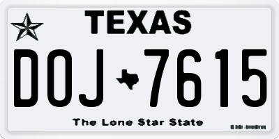TX license plate DOJ7615