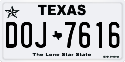 TX license plate DOJ7616