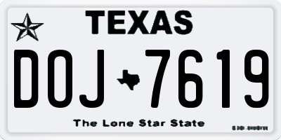 TX license plate DOJ7619