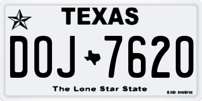 TX license plate DOJ7620