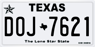 TX license plate DOJ7621