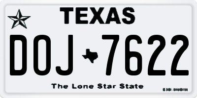 TX license plate DOJ7622