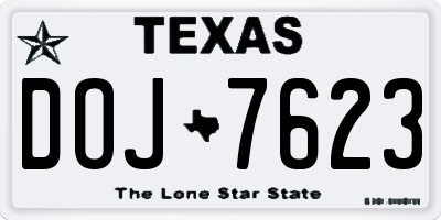 TX license plate DOJ7623