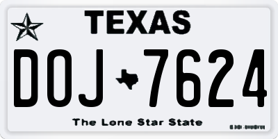 TX license plate DOJ7624