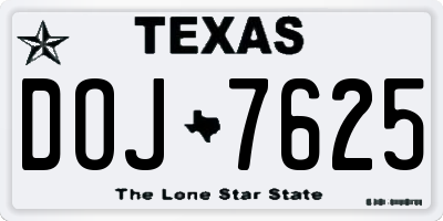 TX license plate DOJ7625