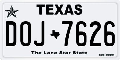 TX license plate DOJ7626