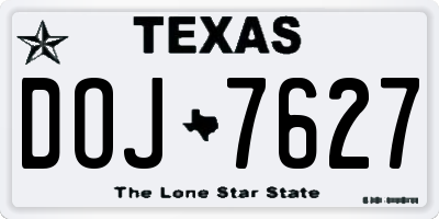 TX license plate DOJ7627