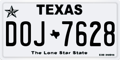 TX license plate DOJ7628