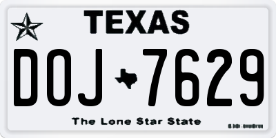 TX license plate DOJ7629